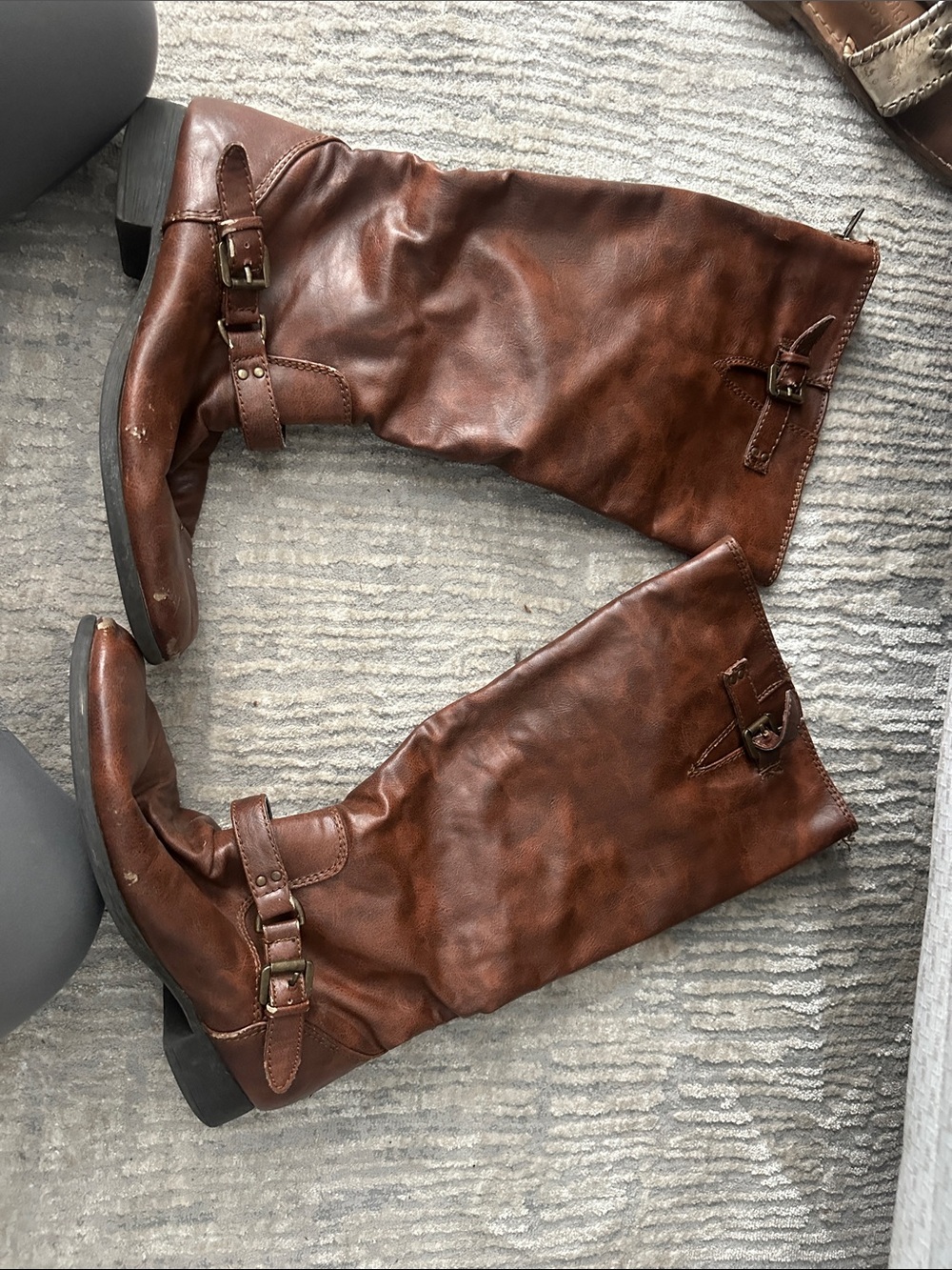 Classic Brown Leather Knee-High Riding Boots